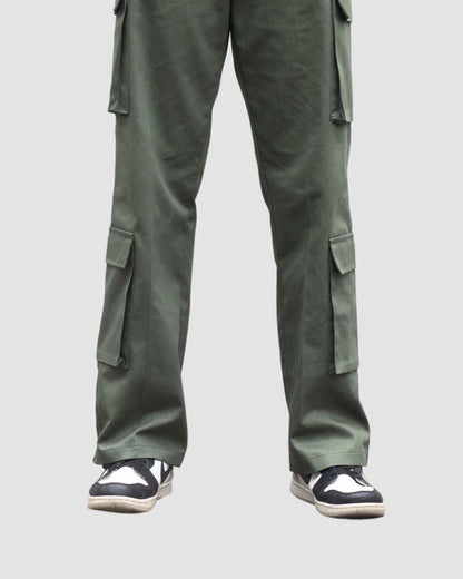 Green (Unwashed) - Unisex Multi Pocket Cargo Pant