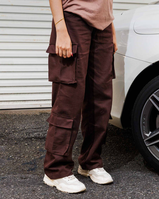 Brown - Unisex Multi Pocket Cargo Pant